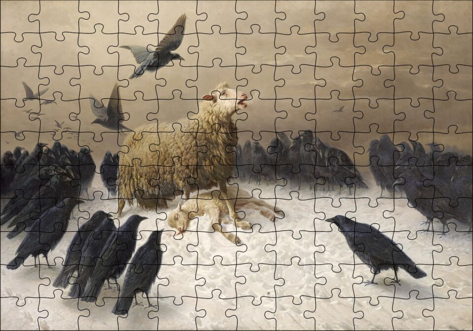 Izdırap Ağustos Friedrich Albrecht Schenck Görseli Puzzle Yapboz MDF Ahşap 120 Parça 24 cm X 34 cm