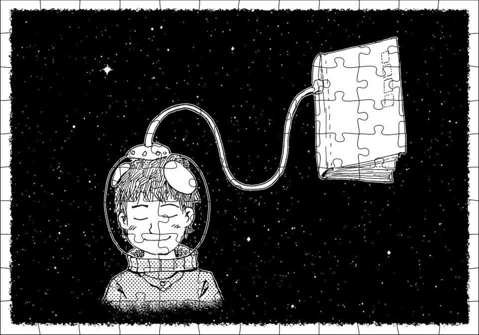 Kitapla Teneffüs Etmek Puzzle Yapboz MDF Ahşap