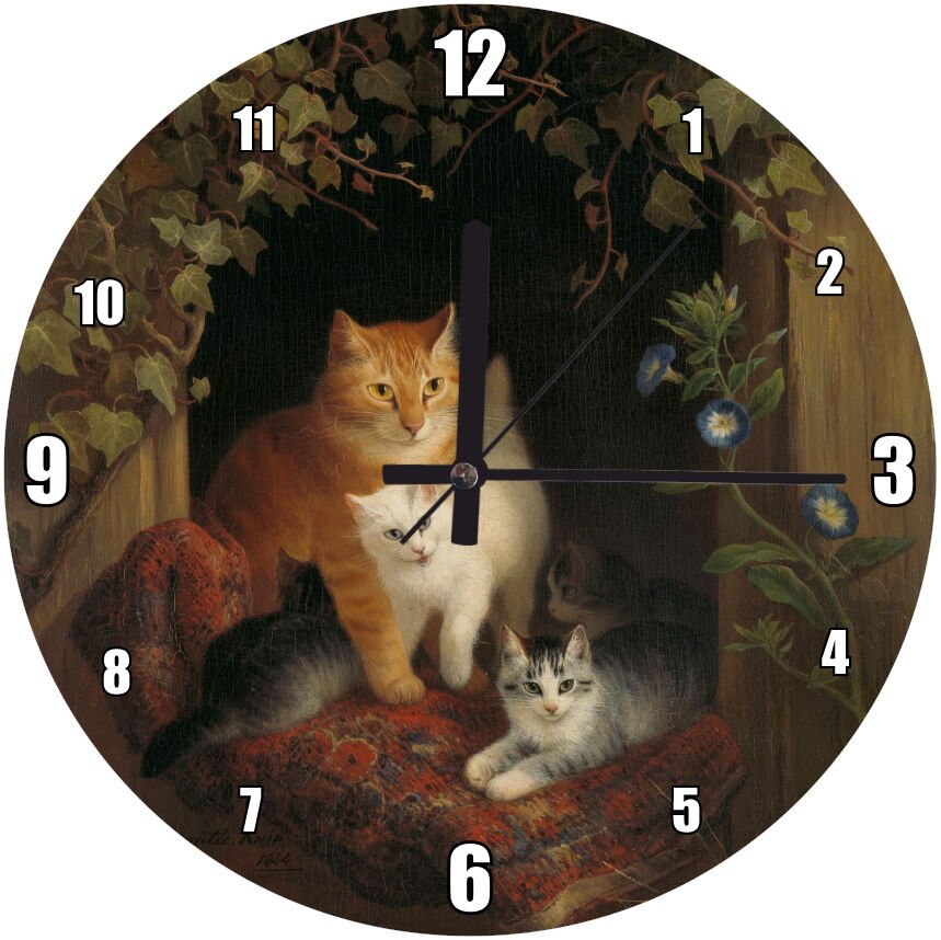 Sarman ve Sevimli Yavruları Mdf Ahşap Duvar Saati
