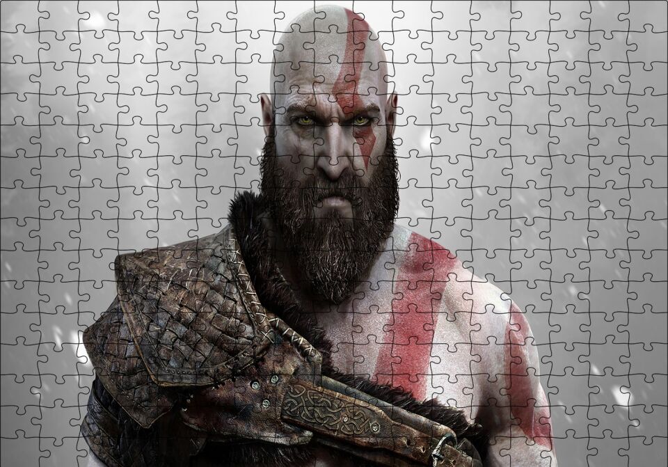 God of War Kratos Puzzle Yapboz MDF Ahşap 255 Parça 34 cm X 49 cm