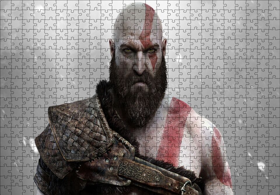 God of War Kratos Puzzle Yapboz MDF Ahşap 500 Parça 49 cm X 68 cm