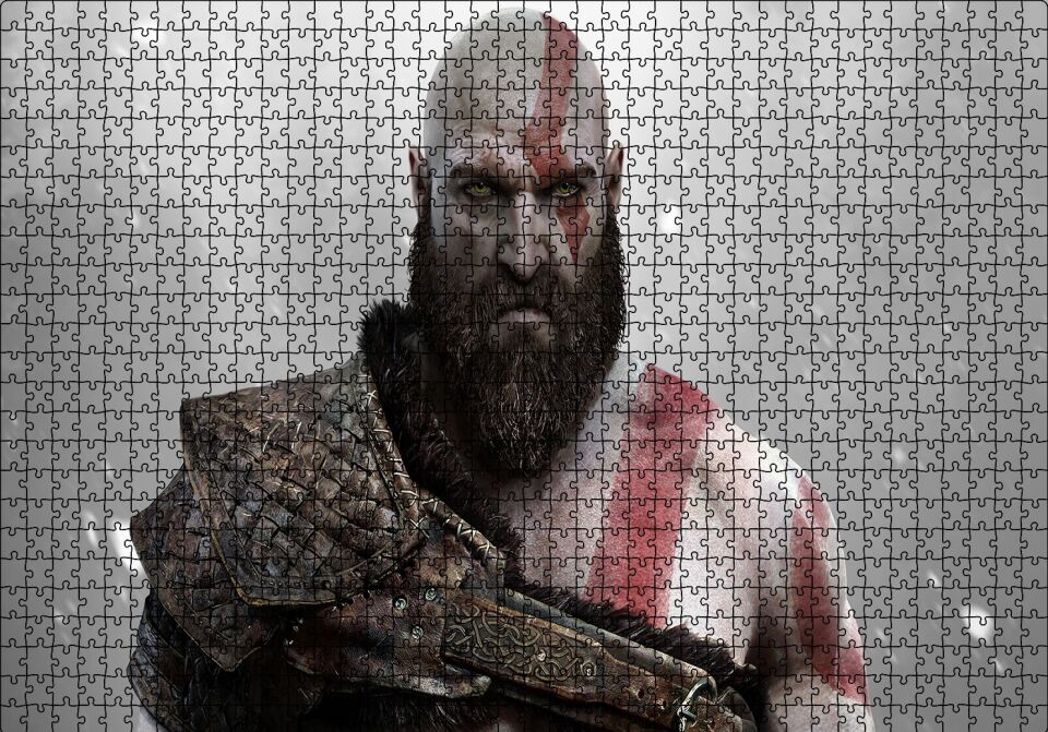 God of War Kratos Puzzle Yapboz MDF Ahşap 1000 Parça 49 cm X 68 cm