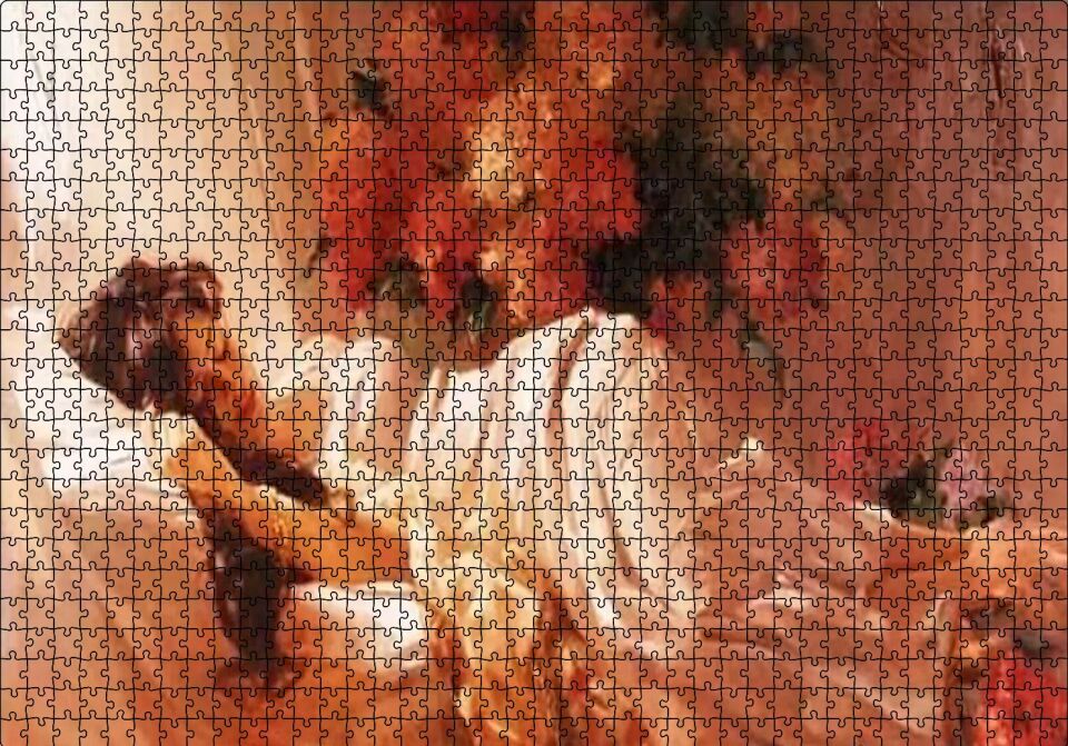 Beyaz Elbiseli Uyuyan Kadın Puzzle Yapboz MDF Ahşap 1000 Parça 49 cm X 68 cm