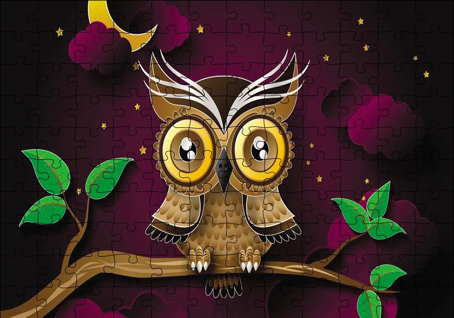 Sevimli Baykuş Puzzle Yapboz MDF Ahşap 120 Parça 24 cm X 34 cm