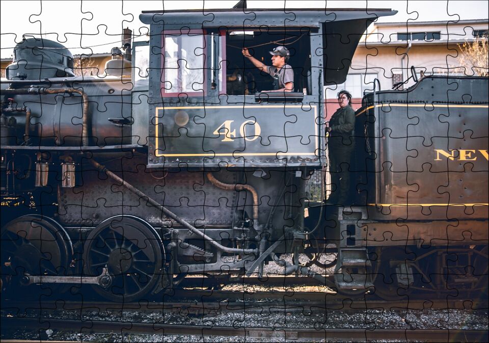Buharlı Tren ve Makinisti Puzzle Yapboz MDF Ahşap 120 Parça 24 cm X 34 cm