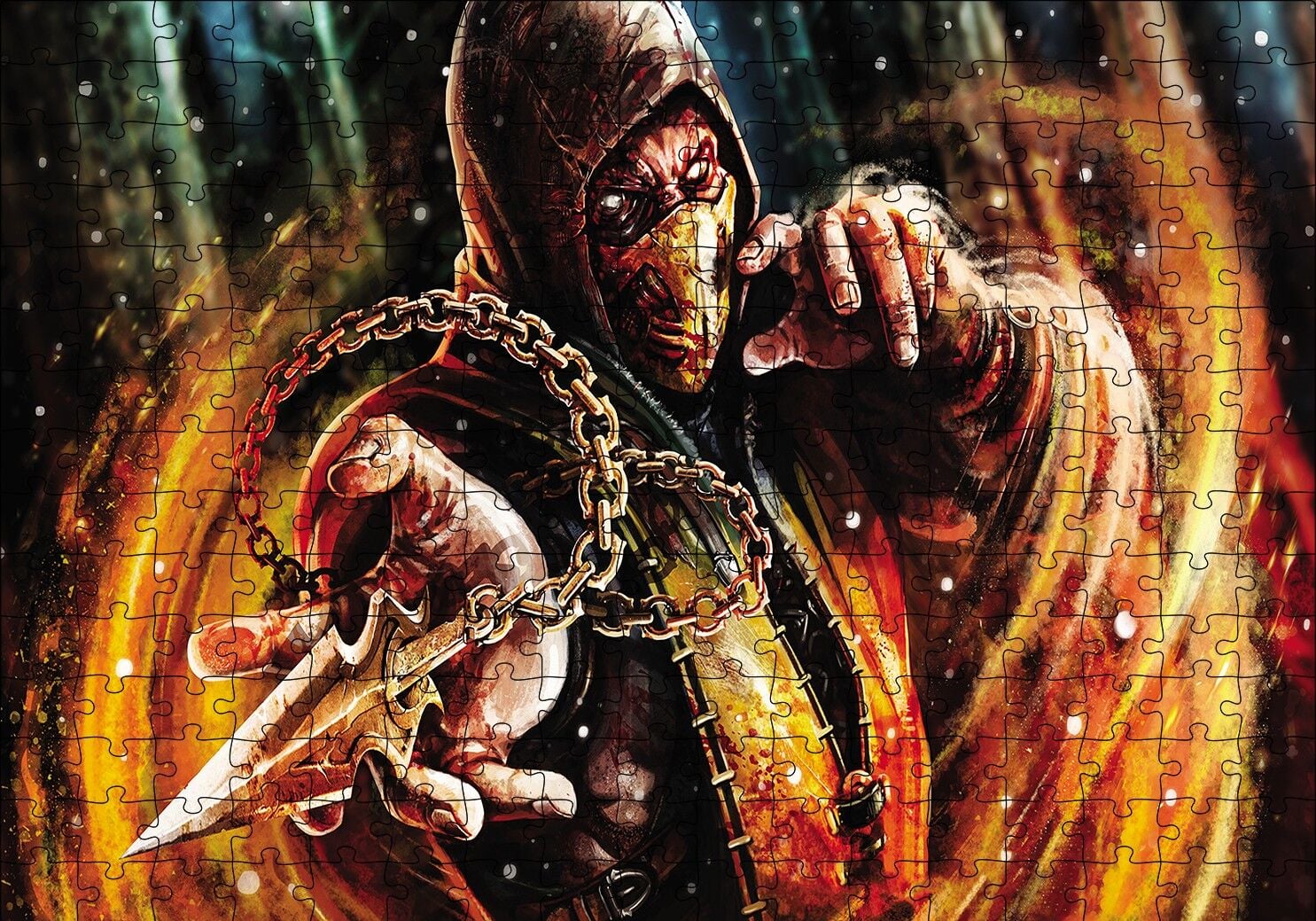 Mortal Kombat X Scorpion Puzzle Yapboz MDF Ahşap 255 Parça 34 cm X 49 cm