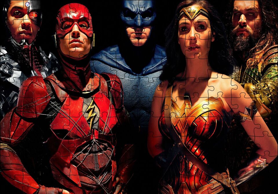 Wonder Woman Aquaman Batman Flash Cyborg Puzzle Yapboz MDF Ahşap