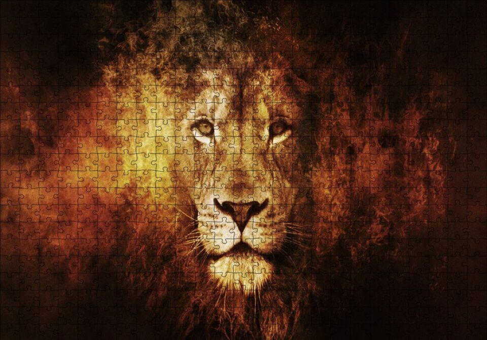 Görkemli Erkek Aslan Puzzle Yapboz MDF Ahşap 500 Parça 49 cm X 68 cm