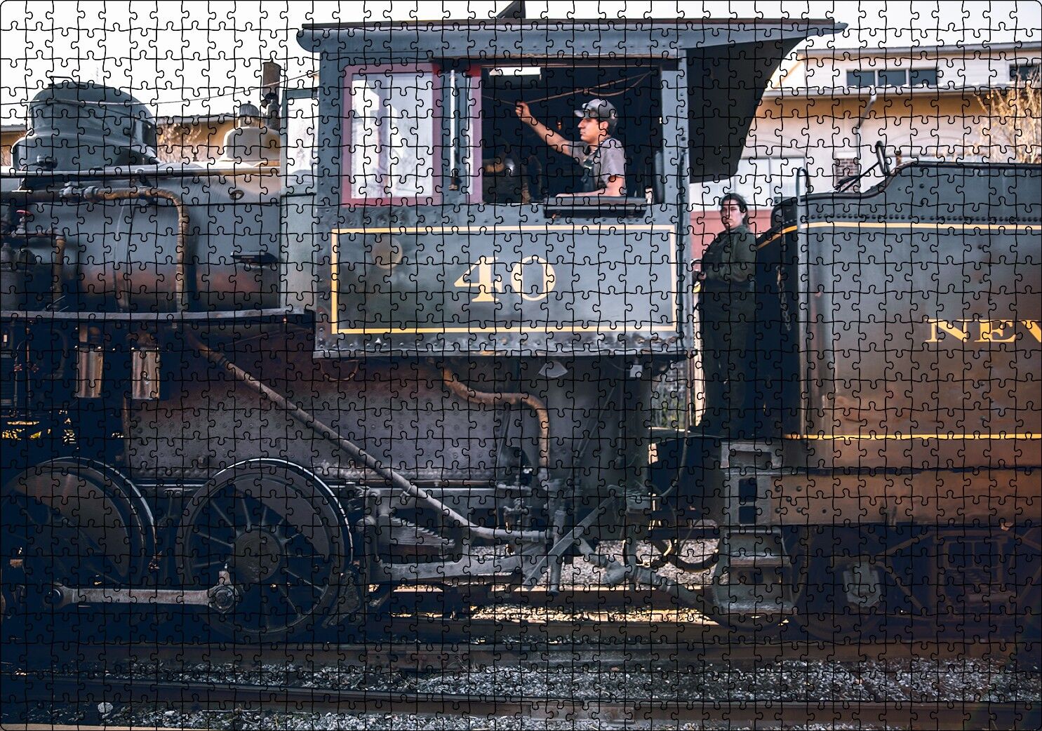 Buharlı Tren ve Makinisti Puzzle Yapboz MDF Ahşap 1000 Parça 49 cm X 68 cm