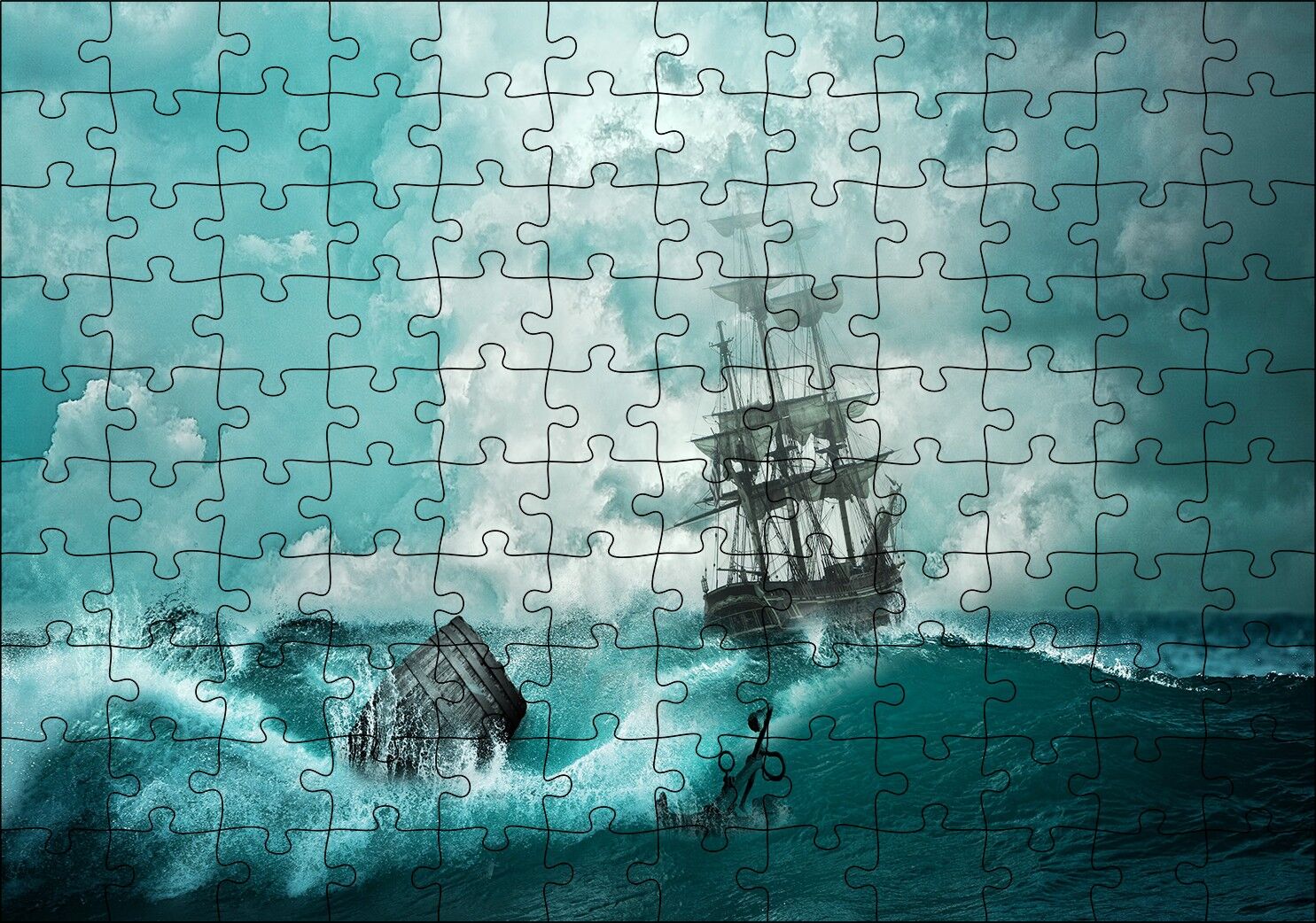 Dalgalar Arasında Gulet ve Bulutlu Gökler Puzzle Yapboz MDF Ahşap 120 Parça 24 cm X 34 cm