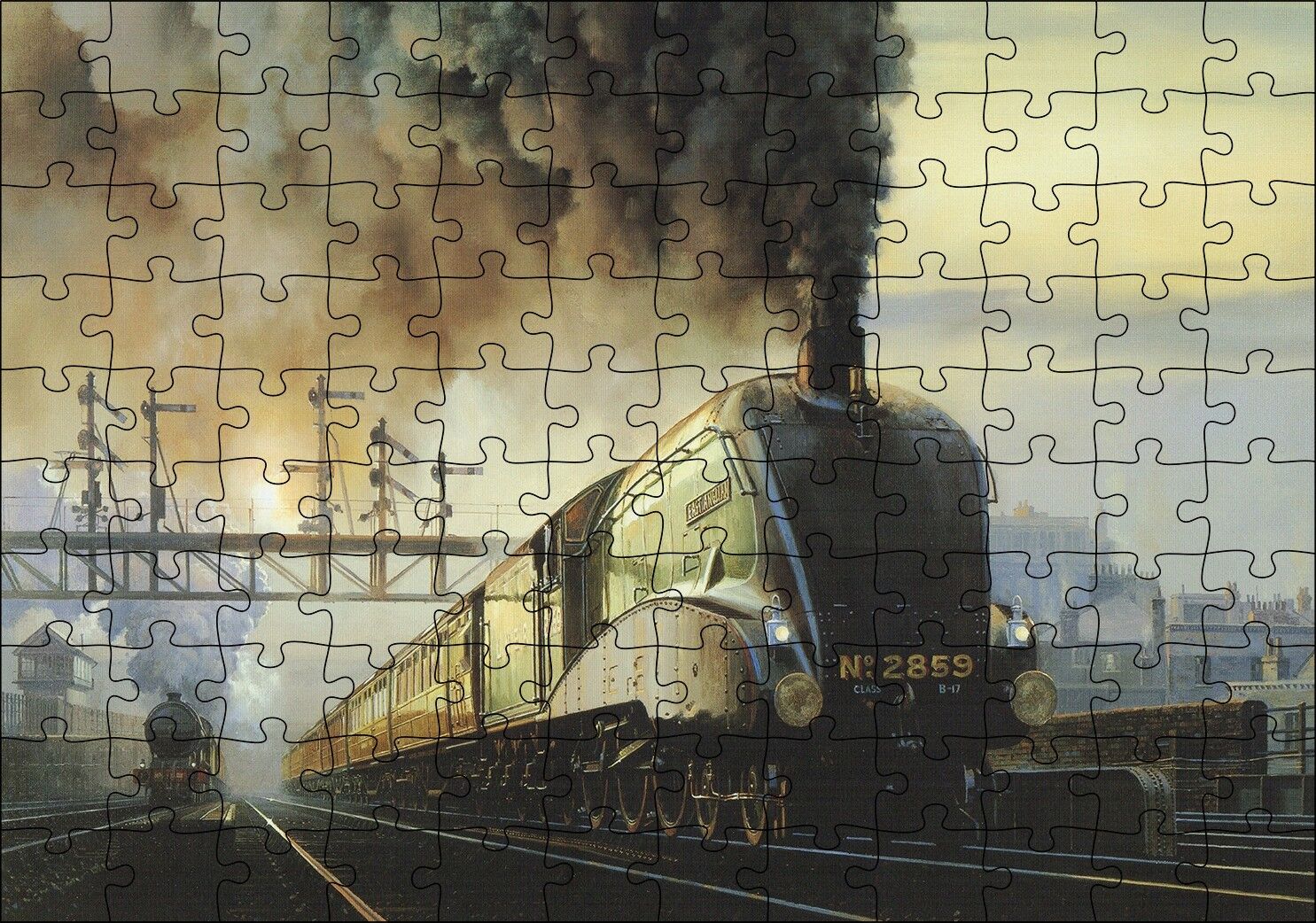 Kömürlü Tirenler İstasyon Kirli Hava Görseli Puzzle Yapboz MDF Ahşap