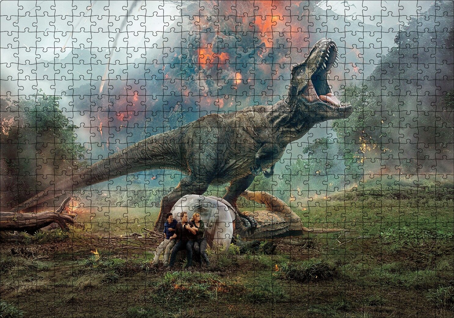 Jurassic World Kayıp Krallık T-Rex ve Yanardağ Puzzle Yapboz MDF Ahşap 500 Parça 49 cm X 68 cm