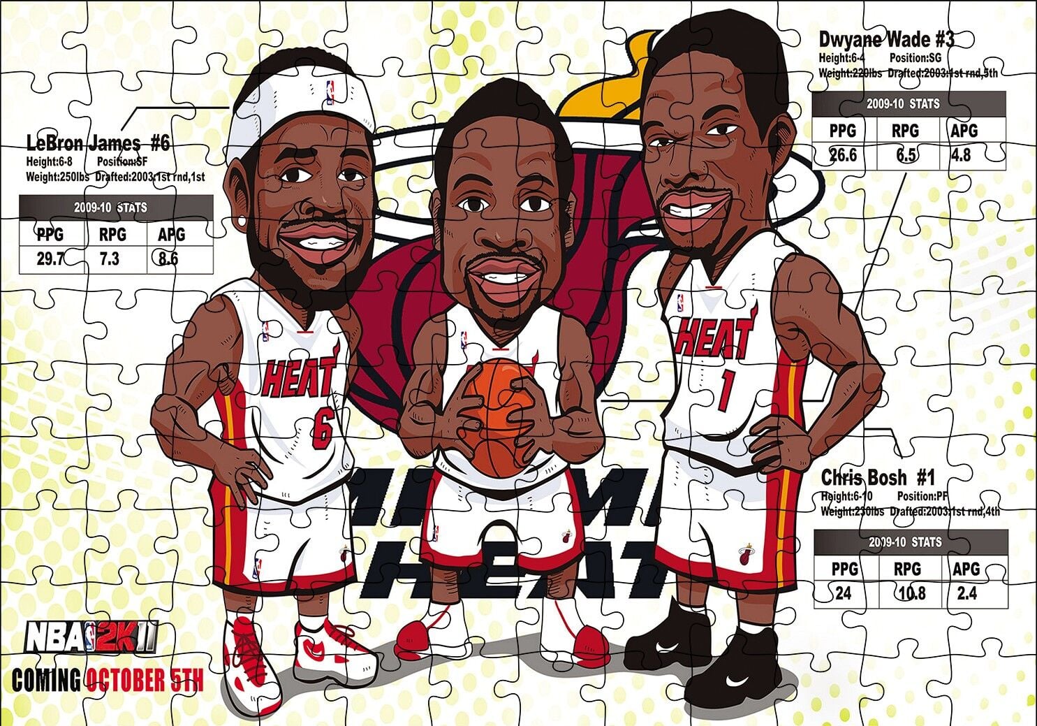 NBA Lebron Dwyane Chris Karikatürize Puzzle Yapboz MDF Ahşap 120 Parça 24 cm X 34 cm