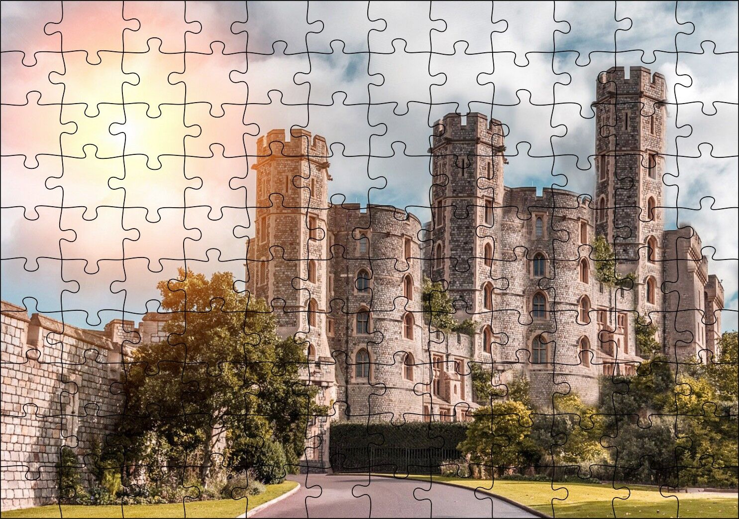 Avrupa Soylu Malikanesi ve Bulutlu Gökler Puzzle Yapboz MDF Ahşap 120 Parça 24 cm X 34 cm