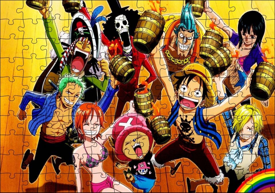 One Piece Takım Görseli Puzzle Yapboz MDF Ahşap