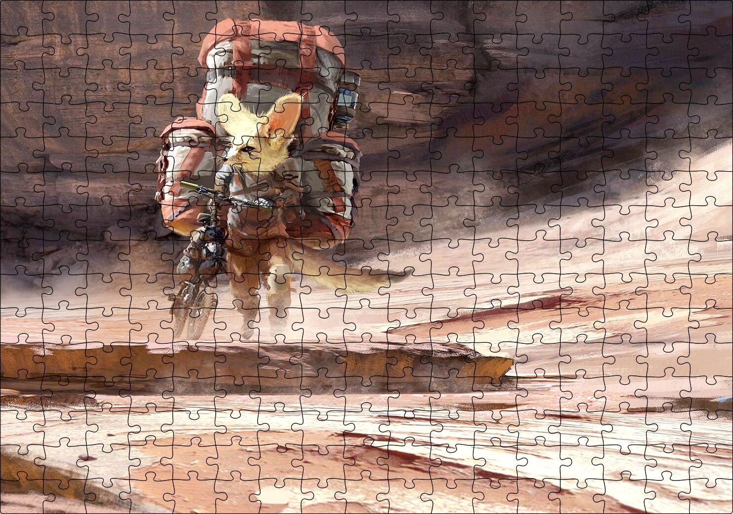 Bisikletli Gezgin Tilki Puzzle Yapboz MDF Ahşap 255 Parça 34 cm X 49 cm
