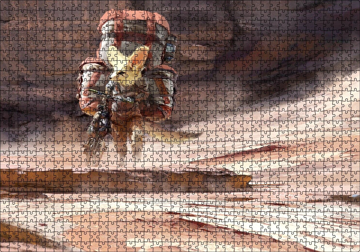 Bisikletli Gezgin Tilki Puzzle Yapboz MDF Ahşap 1000 Parça 49 cm X 68 cm