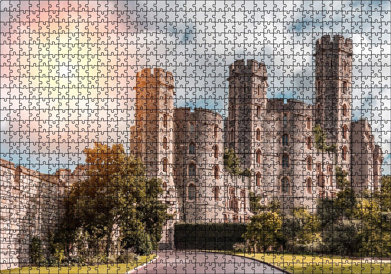 Avrupa Soylu Malikanesi ve Bulutlu Gökler Puzzle Yapboz MDF Ahşap 1000 Parça 49 cm X 68 cm