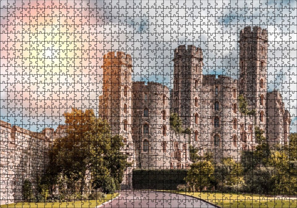 Avrupa Soylu Malikanesi ve Bulutlu Gökler Puzzle Yapboz MDF Ahşap 1000 Parça 49 cm X 68 cm