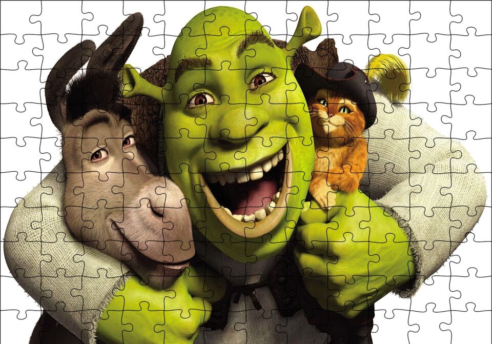 Shrek Donkey Puss Puzzle Yapboz MDF Ahşap 120 Parça 24 cm X 34 cm