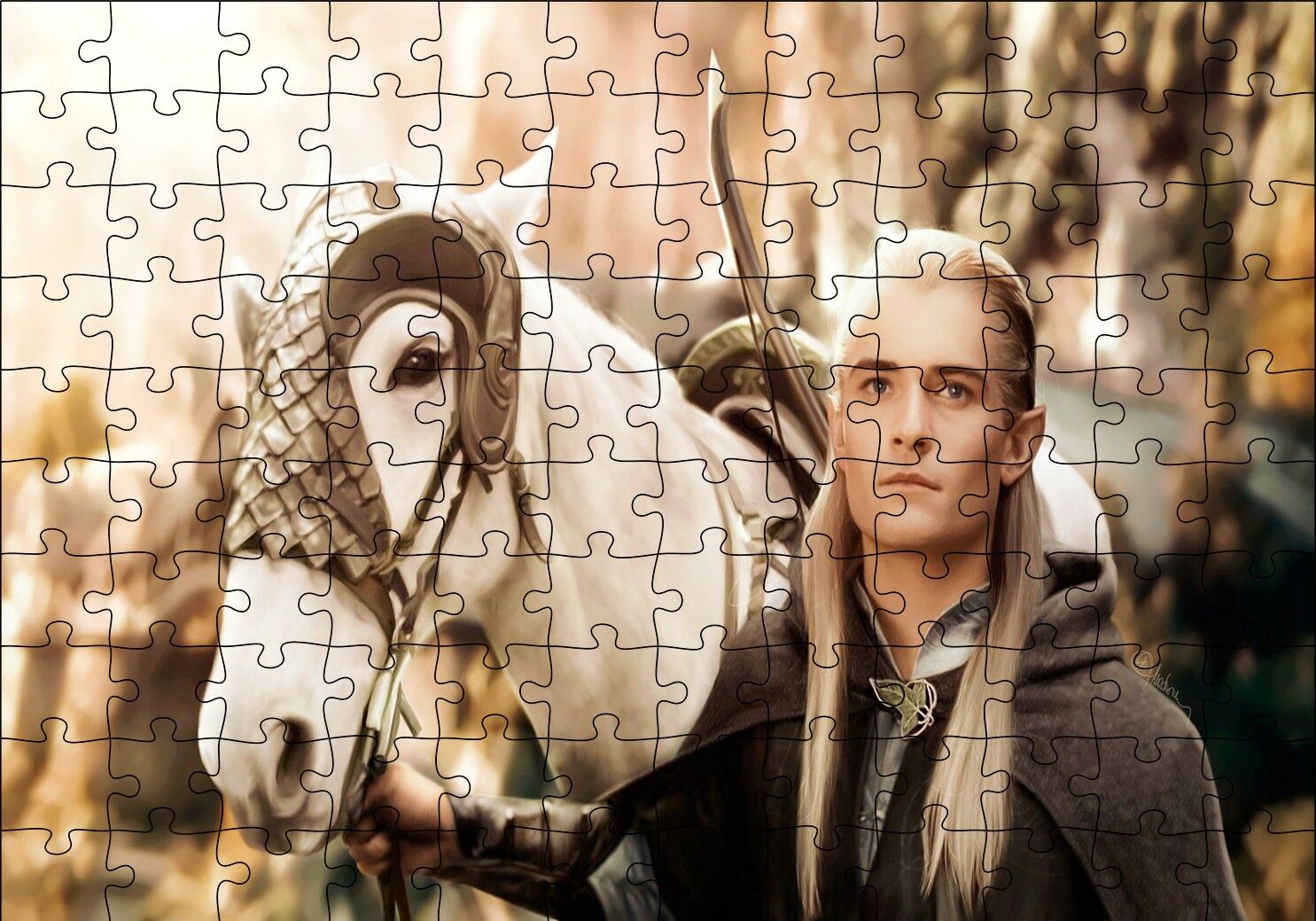 Yüzüklerin Efendisi Legolas ve Beyaz Atı Puzzle Yapboz MDF Ahşap
