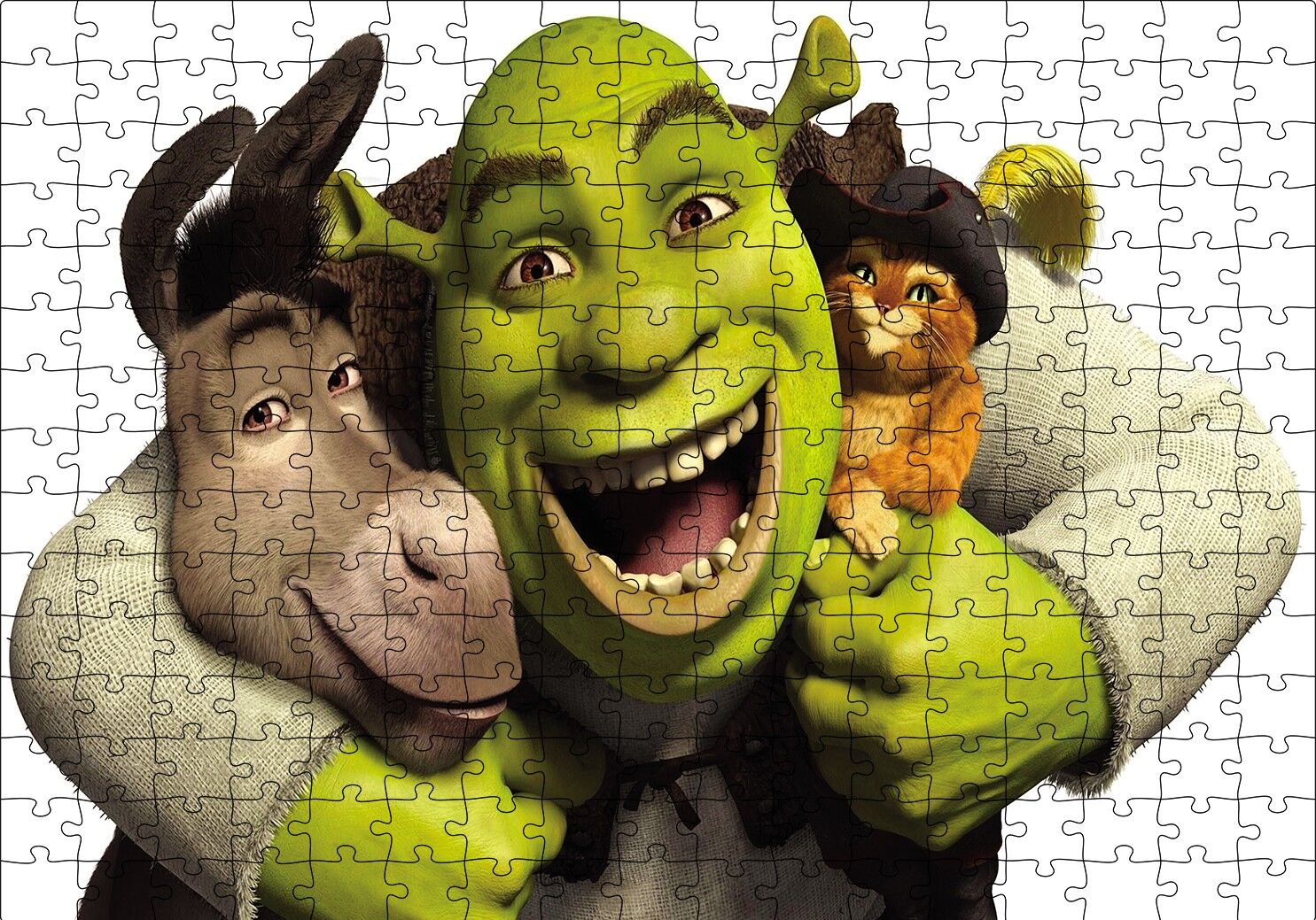 Shrek Donkey Puss Puzzle Yapboz MDF Ahşap 255 Parça 34 cm X 49 cm