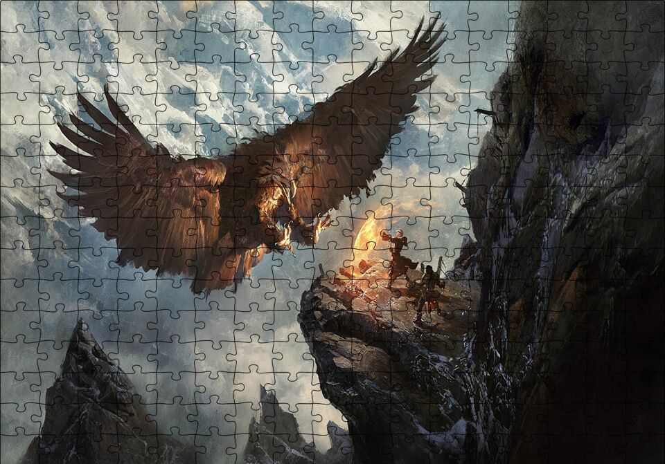 Dev Kartal ve Kayalıktaki Savaşçılar Puzzle Yapboz MDF Ahşap 255 Parça 34 cm X 49 cm