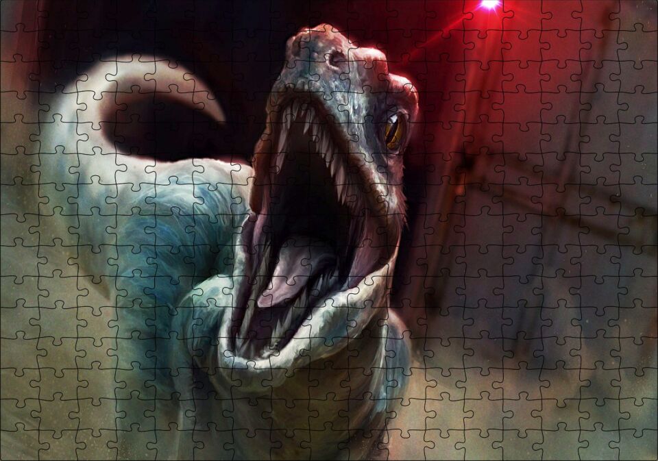 Jurassic World Velociraptor Blue Puzzle Yapboz MDF Ahşap 255 Parça 34 cm X 49 cm