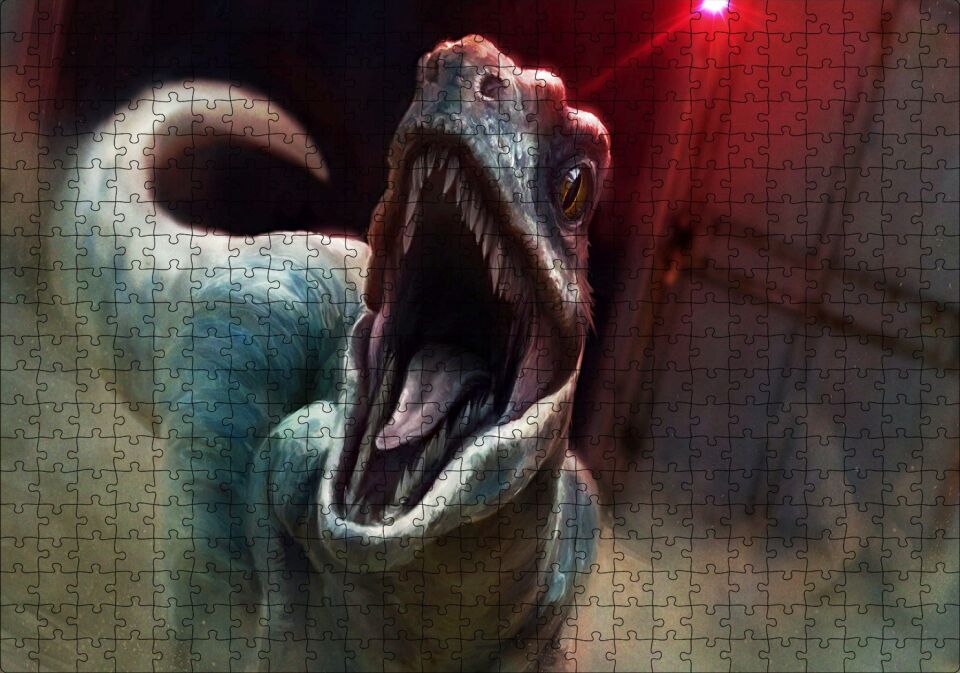 Jurassic World Velociraptor Blue Puzzle Yapboz MDF Ahşap 500 Parça 49 cm X 68 cm