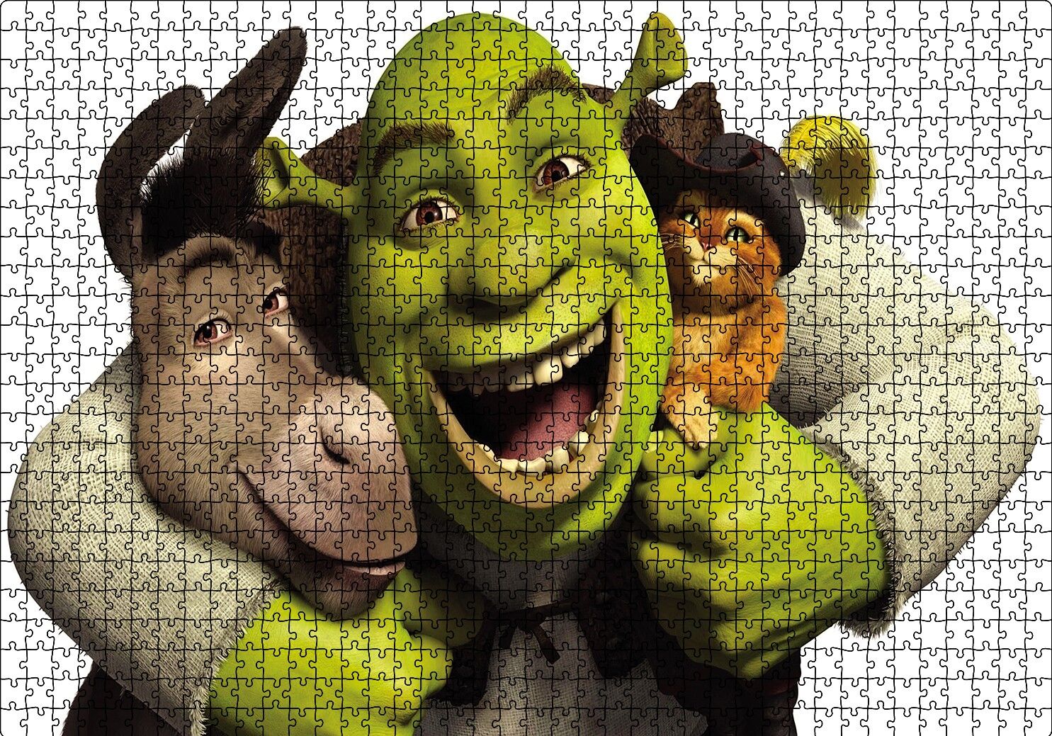 Shrek Donkey Puss Puzzle Yapboz MDF Ahşap 1000 Parça 49 cm X 68 cm