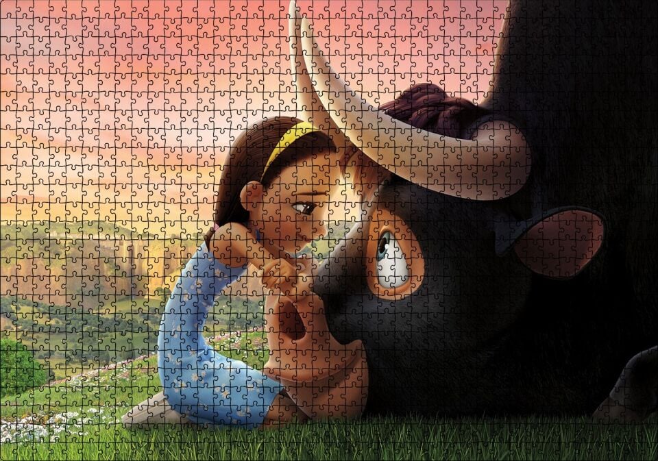 Boğa Ferdinand ve Kız Puzzle Yapboz MDF Ahşap 1000 Parça 49 cm X 68 cm