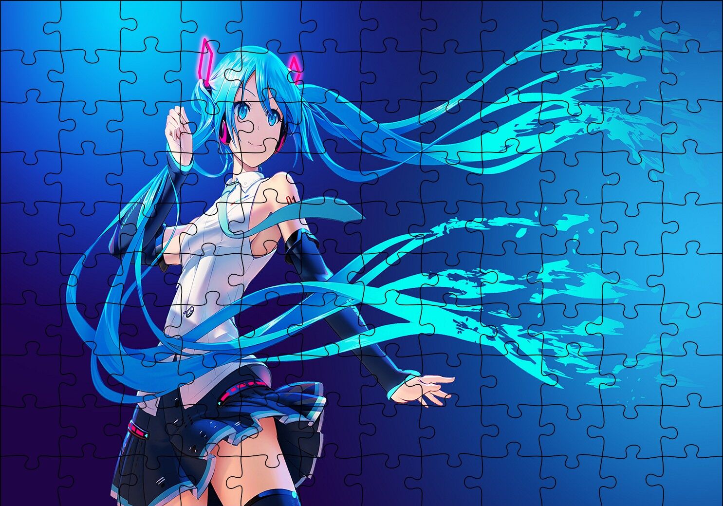 Anime Kız Uzun Saçlı Puzzle Yapboz MDF Ahşap
