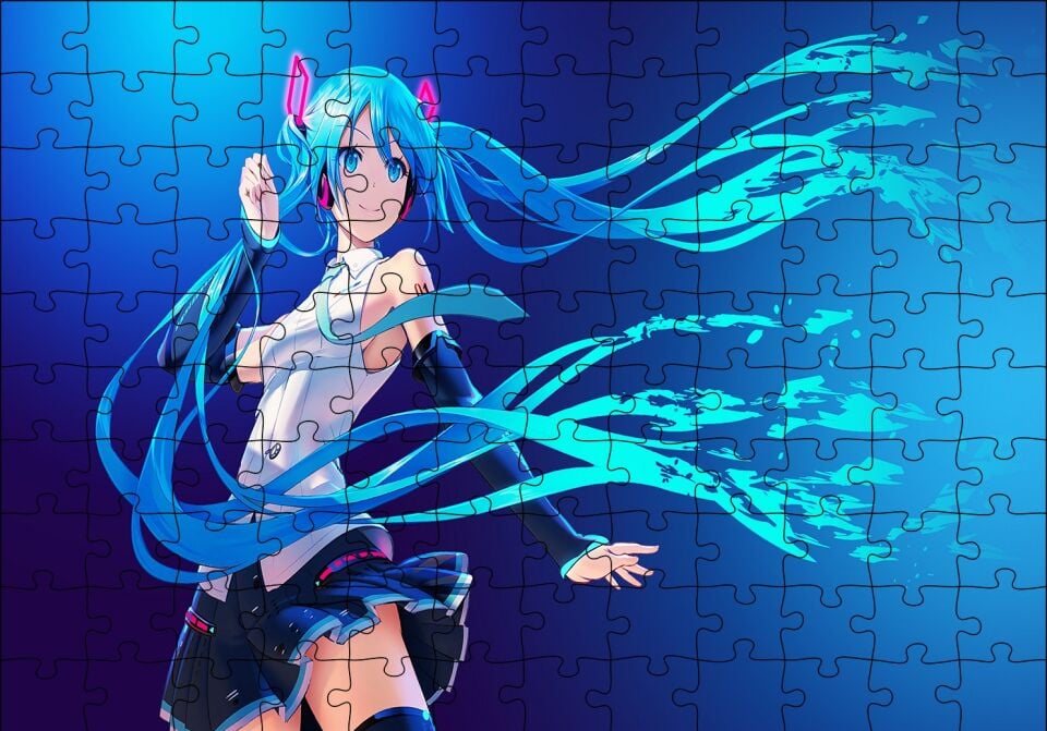 Anime Kız Uzun Saçlı Puzzle Yapboz MDF Ahşap