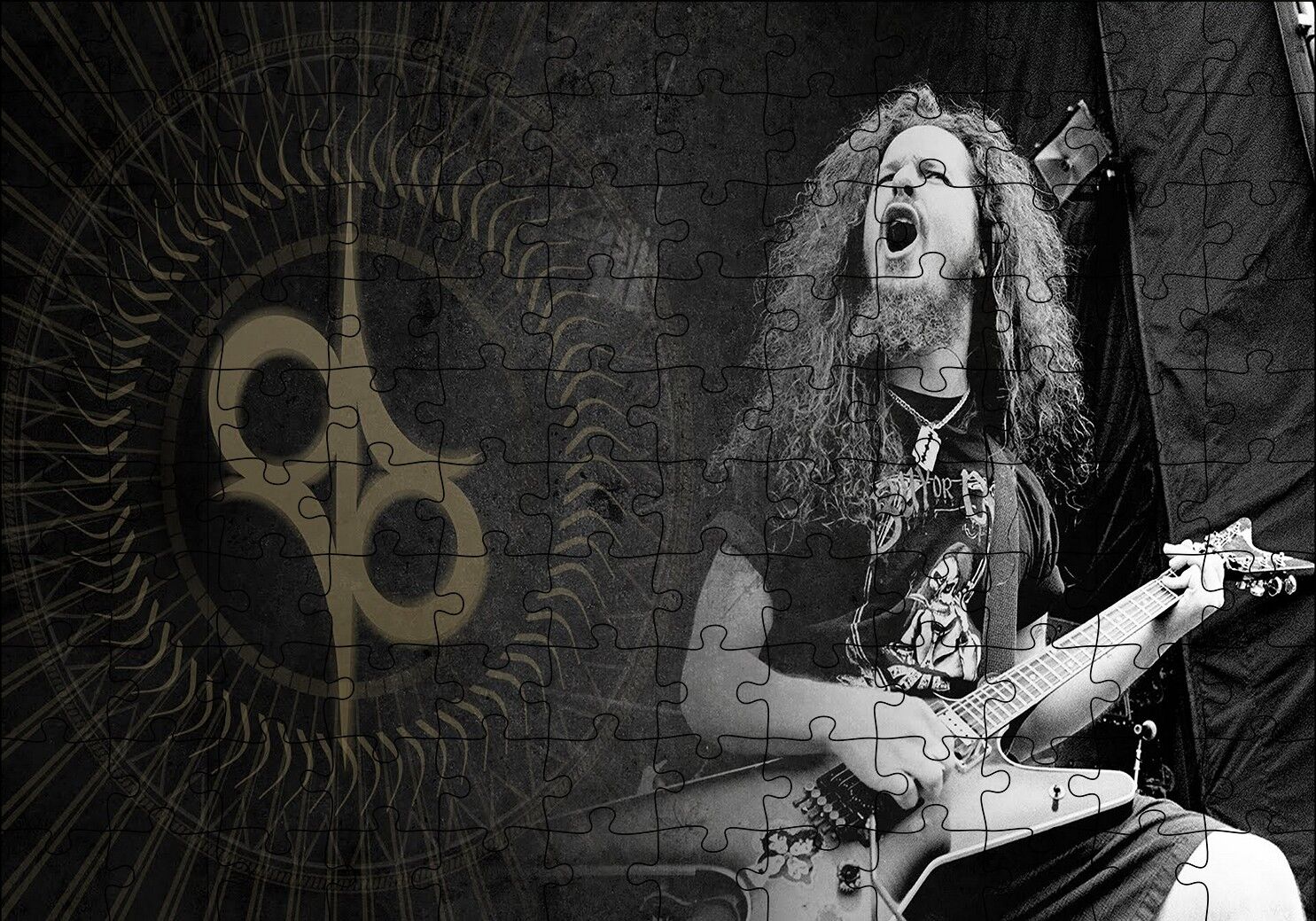 Dimebag Darrell Elektrogitar Puzzle Yapboz MDF Ahşap 120 Parça 24 cm X 34 cm