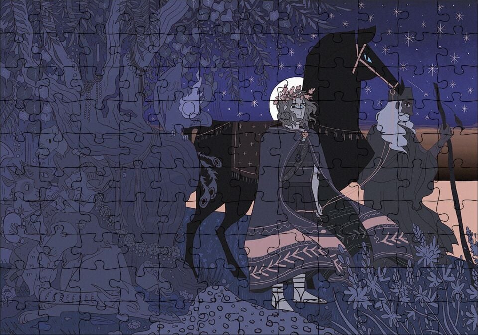 Prens, Büyücü ve Siyah At Puzzle Yapboz MDF Ahşap