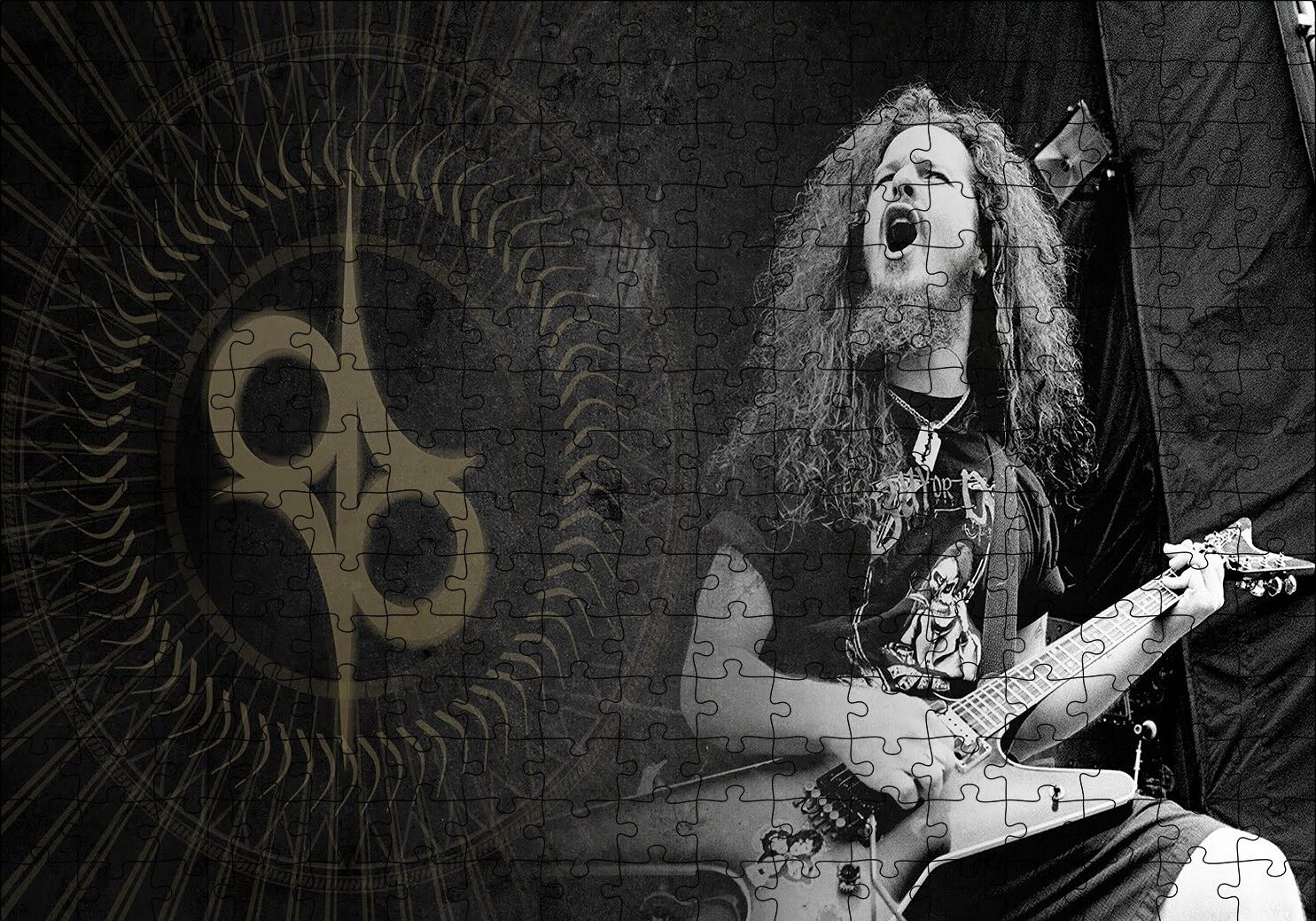 Dimebag Darrell Elektrogitar Puzzle Yapboz MDF Ahşap 255 Parça 34 cm X 49 cm