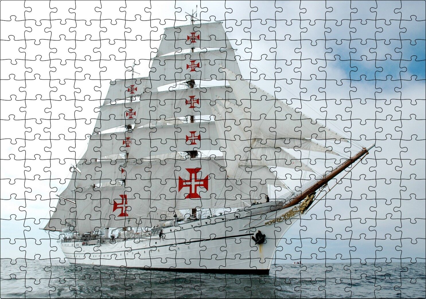 Portekiz Deniz Yelkenli Gemi Puzzle Yapboz MDF Ahşap 255 Parça 34 cm X 49 cm