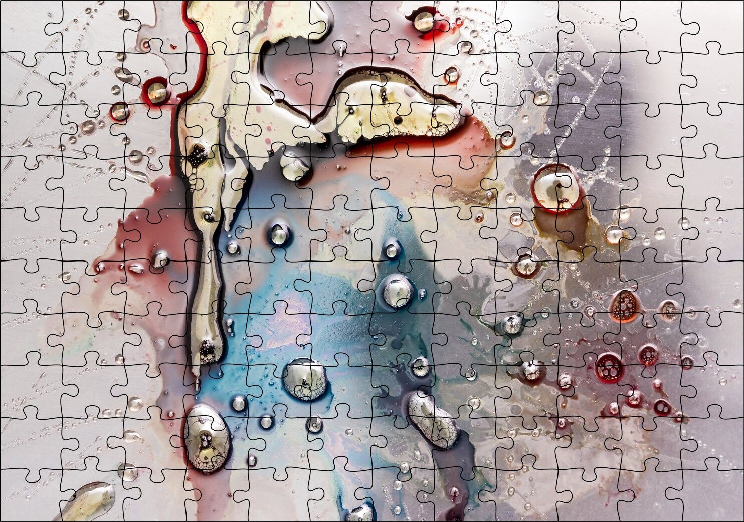 Parlak Zeminde Civalı Mürekkep Lekesi Desen Puzzle Yapboz MDF Ahşap