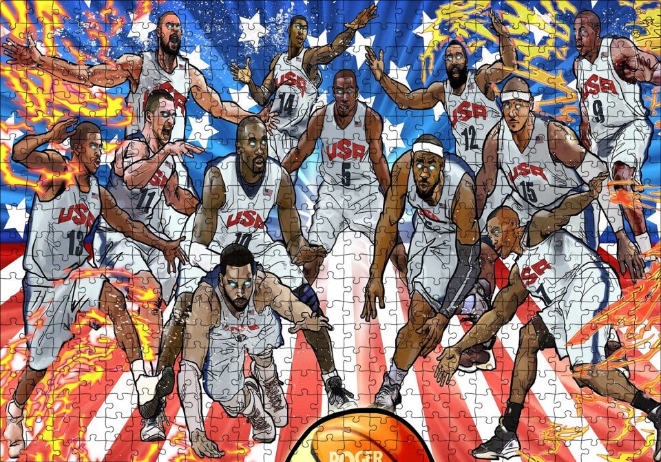 NBA Rüya Takımı Çizim Puzzle Yapboz MDF Ahşap 500 Parça 49 cm X 68 cm
