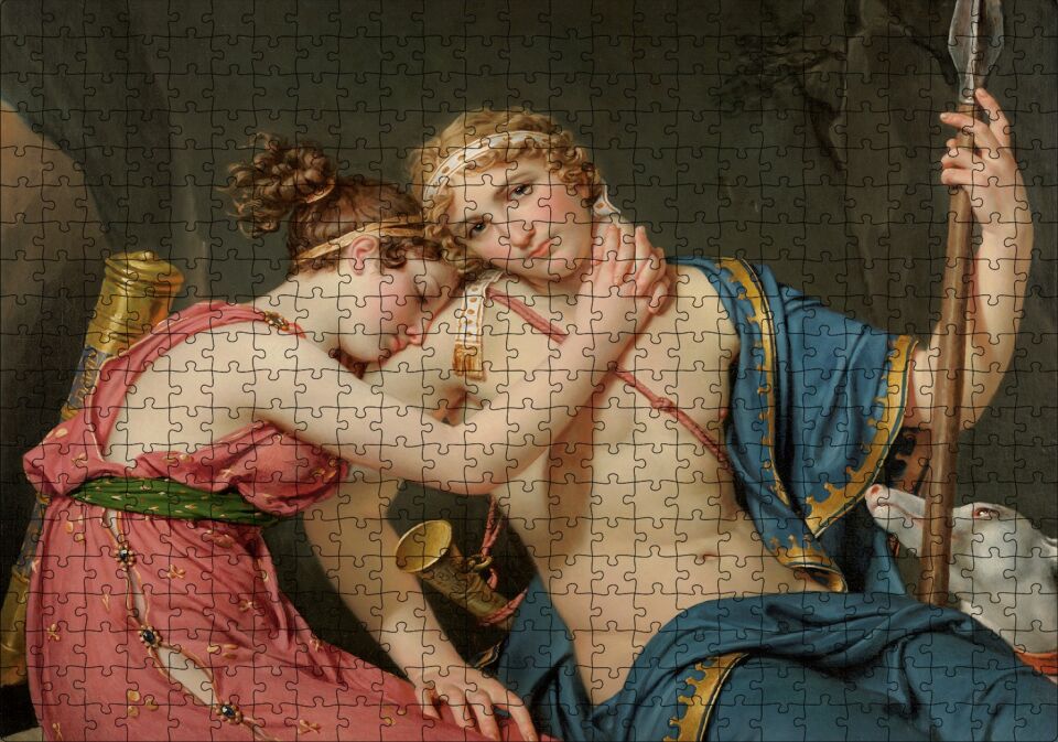 Telemak ve Eucharis Yağlı Boya Çizim Puzzle Yapboz MDF Ahşap 500 Parça 49 cm X 68 cm