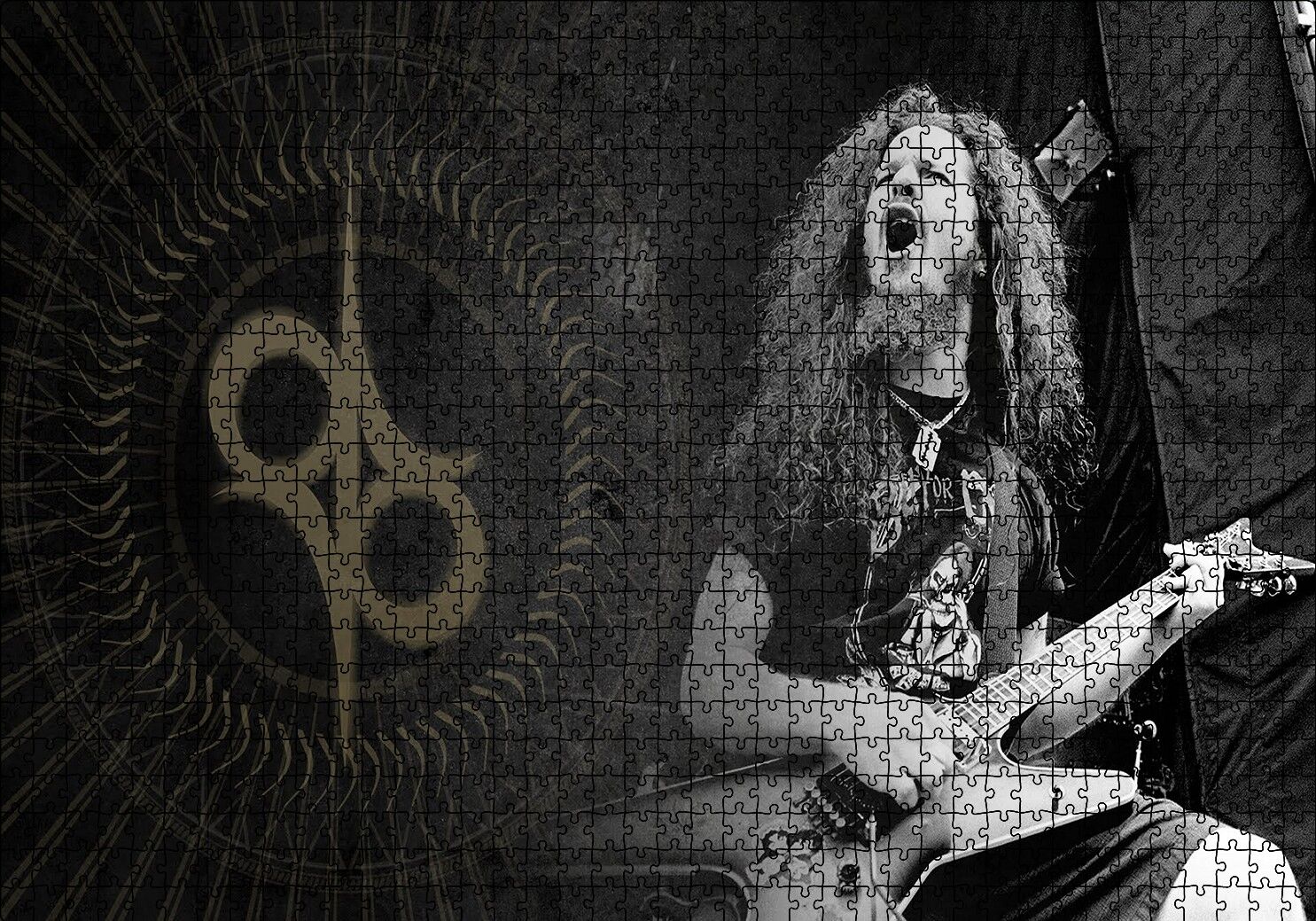 Dimebag Darrell Elektrogitar Puzzle Yapboz MDF Ahşap 1000 Parça 49 cm X 68 cm