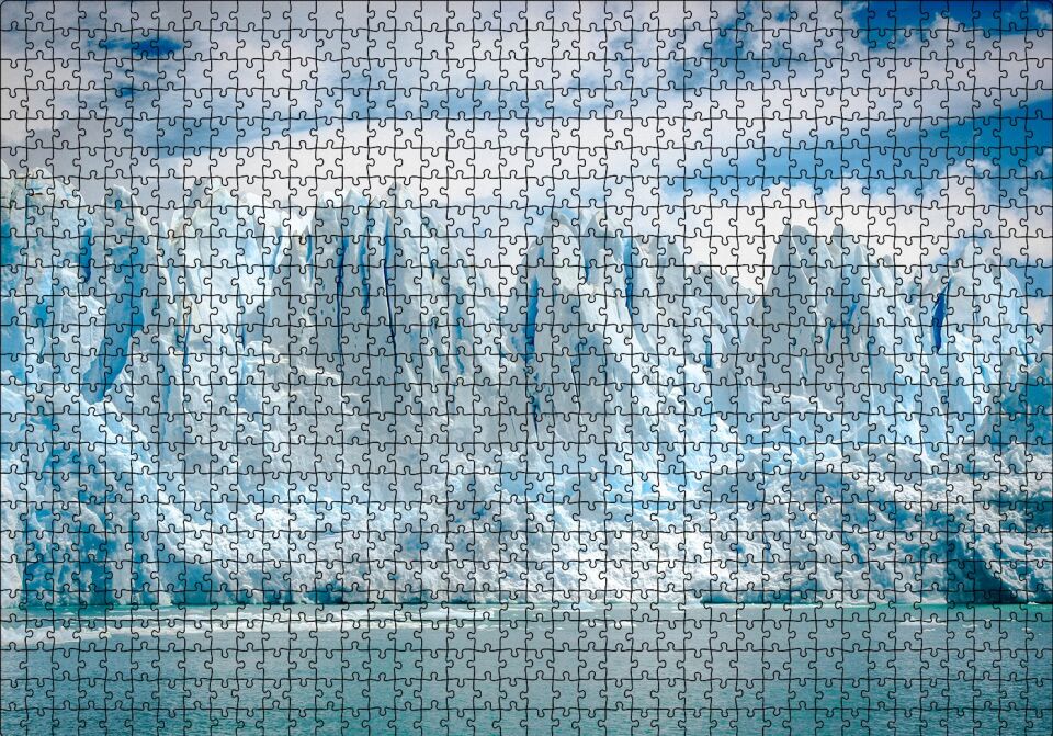 Buz Denizi Buzullar ve Bulutlu Gökyüzü Puzzle Yapboz MDF Ahşap 1000 Parça 49 cm X 68 cm