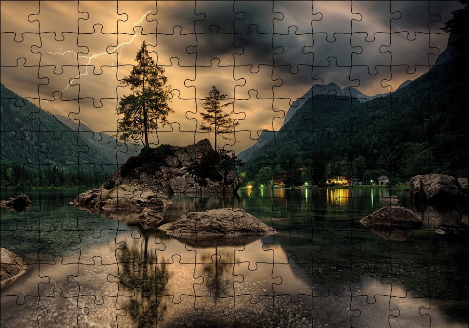 Doğa Yağmur Hazırlığı Akşam Puzzle Yapboz MDF Ahşap 120 Parça 24 cm X 34 cm