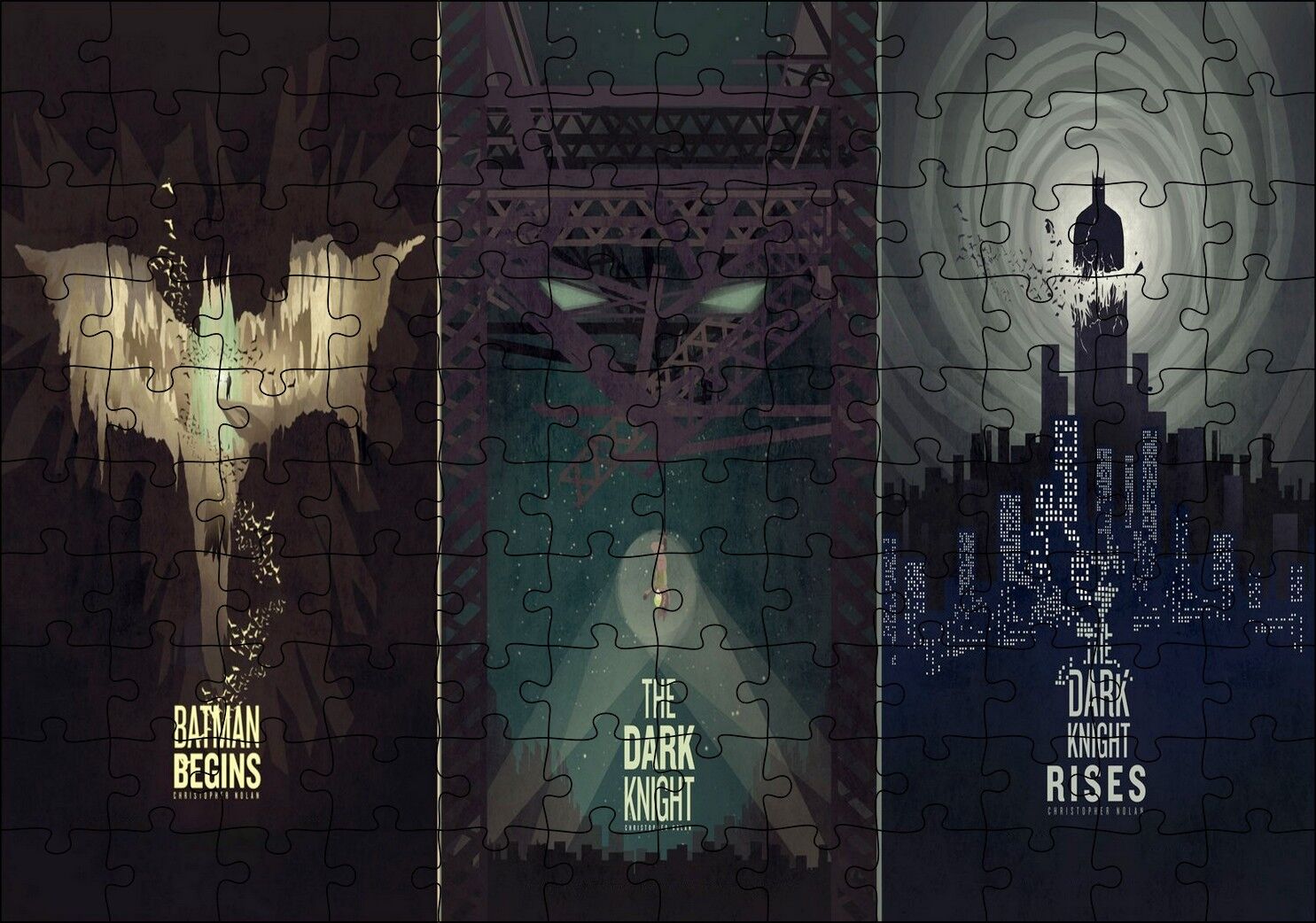 Batman Begins The Dark Knight Dark Rises Film Afiş Görseli Puzzle Yapboz MDF Ahşap 120 Parça 24 cm X 34 cm