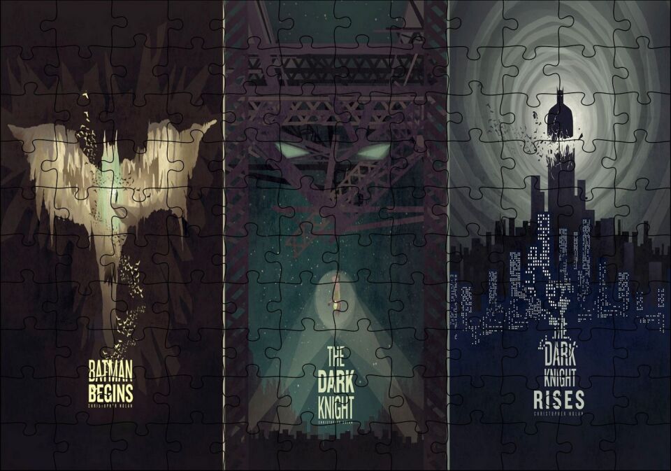 Batman Begins The Dark Knight Dark Rises Film Afiş Görseli Puzzle Yapboz MDF Ahşap 120 Parça 24 cm X 34 cm