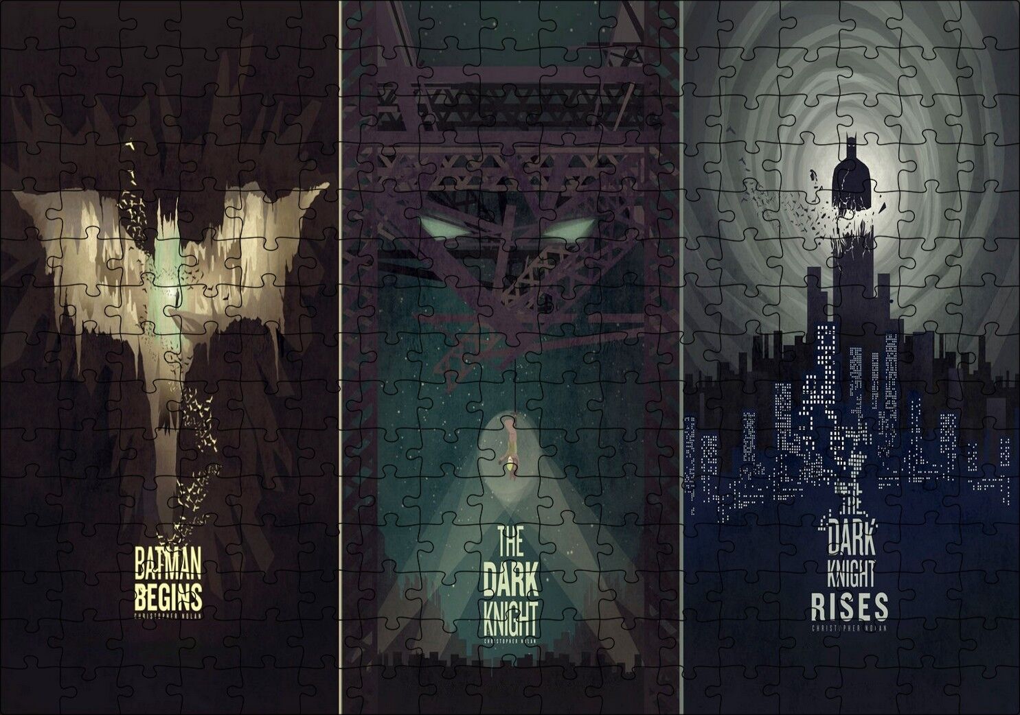 Batman Begins The Dark Knight Dark Rises Film Afiş Görseli Puzzle Yapboz MDF Ahşap 255 Parça 34 cm X 49 cm
