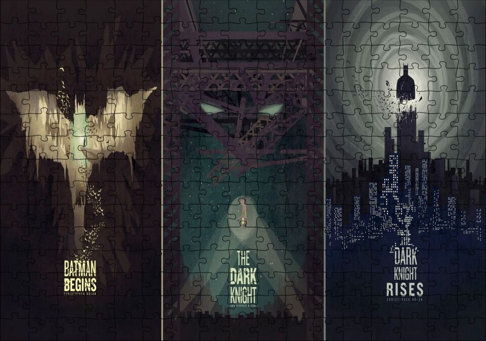 Batman Begins The Dark Knight Dark Rises Film Afiş Görseli Puzzle Yapboz MDF Ahşap 255 Parça 34 cm X 49 cm