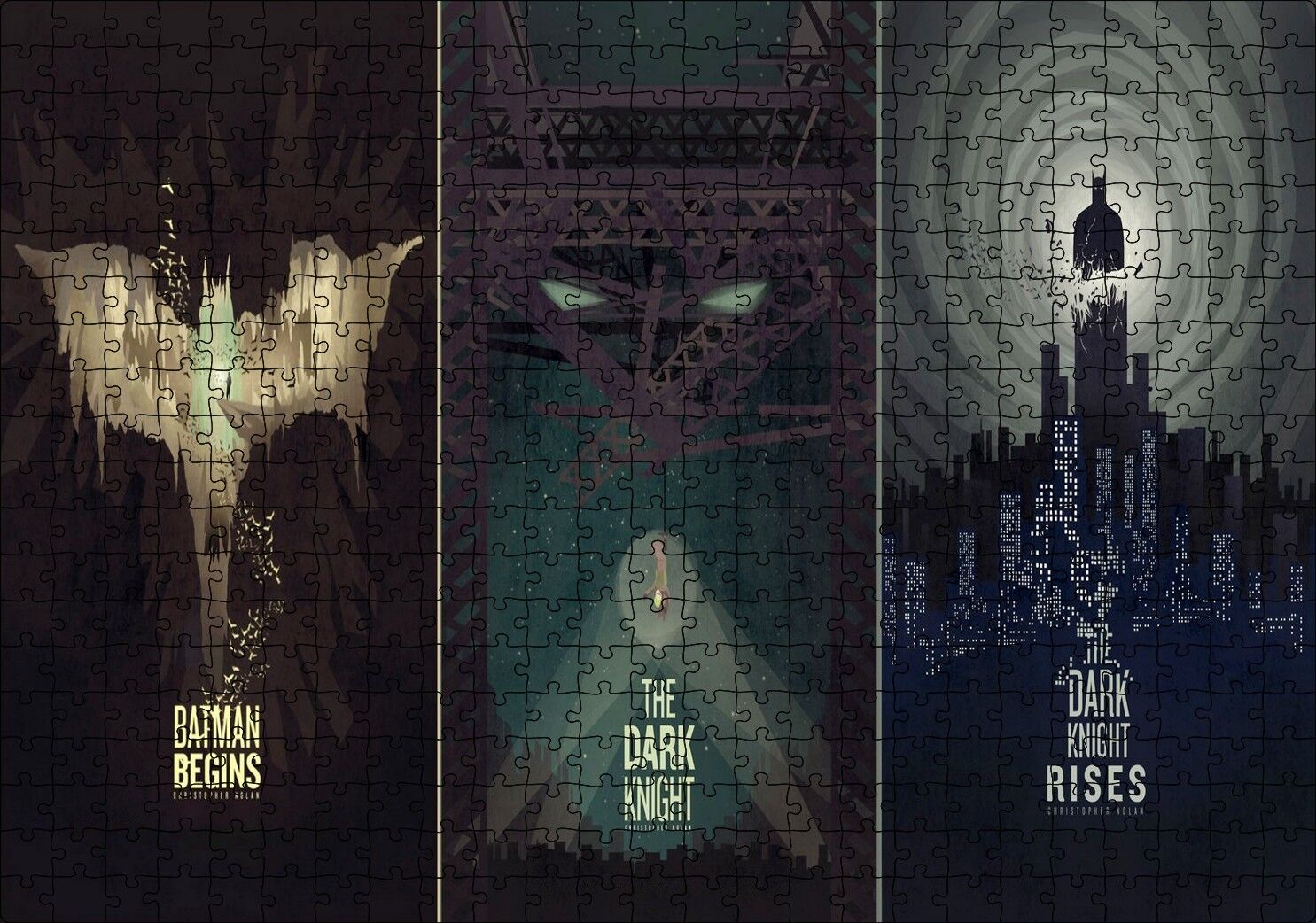 Batman Begins The Dark Knight Dark Rises Film Afiş Görseli Puzzle Yapboz MDF Ahşap 500 Parça 49 cm X 68 cm