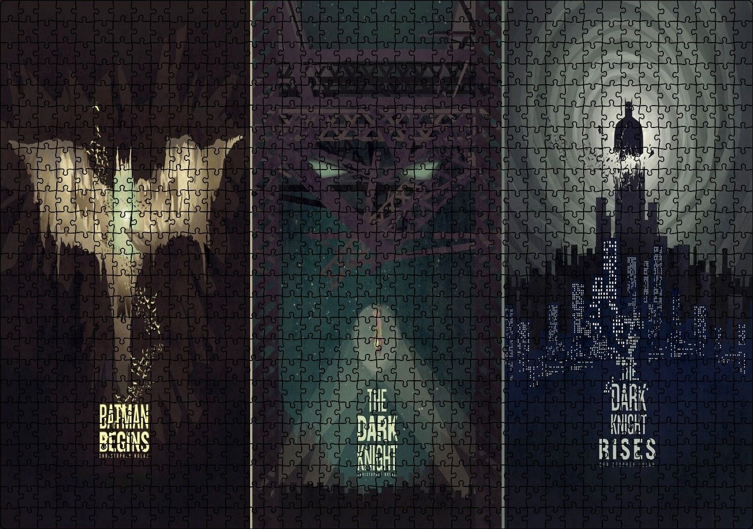 Batman Begins The Dark Knight Dark Rises Film Afiş Görseli Puzzle Yapboz MDF Ahşap 1000 Parça 49 cm X 68 cm