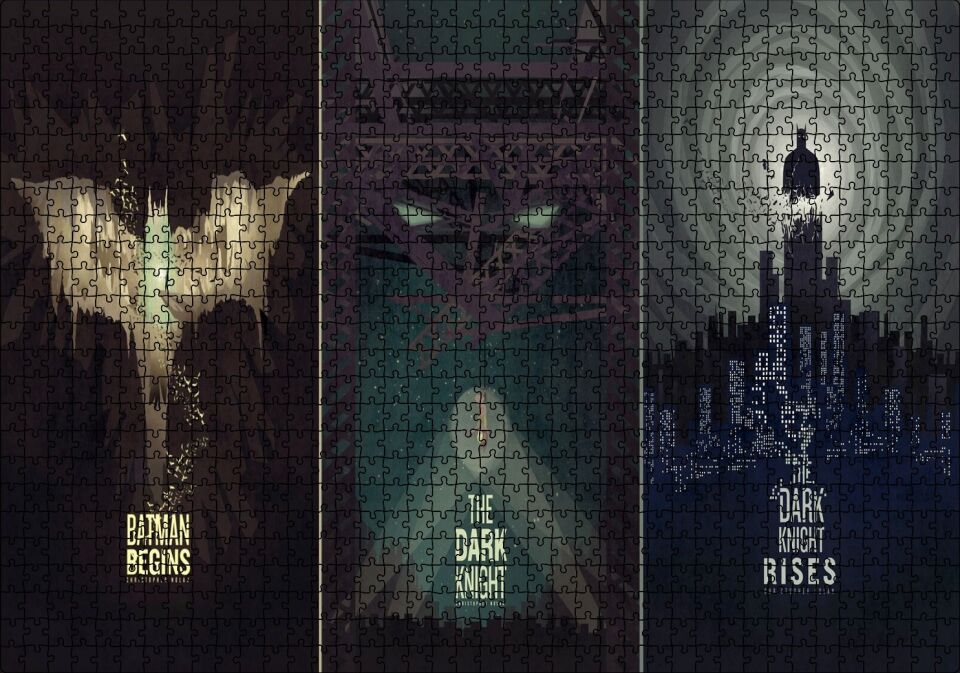 Batman Begins The Dark Knight Dark Rises Film Afiş Görseli Puzzle Yapboz MDF Ahşap 1000 Parça 49 cm X 68 cm